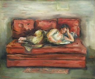 ZUCKER, Jacques. Oil on Canvas. Reclining Woman