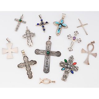 Southwestern Silver Onk, Cross and Ichthy Pendants; from the Estate of Lorraine Abell (New Jersey, 1929-2015)