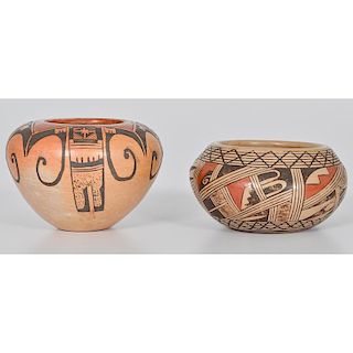 Rondina Huma (Hopi, b.1947) Miniature Pottery Bowl PLUS Priscilla Nampeyo (Hopi, 1924-2008) Miniature Pottery Jar
