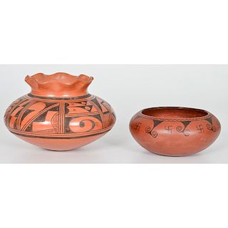 Hopi Pottery Jar AND Maricopa Pottery Bowl