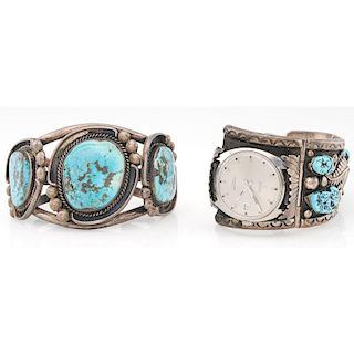 Navajo Silver and Turquoise Cuff Bracelet PLUS