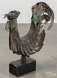Continental copper full body rooster weathervane, 20th c., 20 1/2'' h.