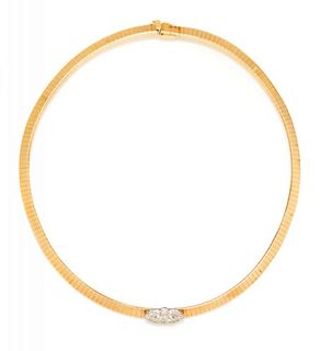 A 14 Karat Yellow Gold, Platinum and Diamond Necklace, 19.20 dwts.