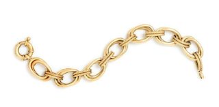 A 14 Karat Yellow Gold Fancy Link Bracelet, 14.15 dwts.