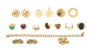A Collection of Yellow Gold and Multigem Jewelry, 65.80 dwts.
