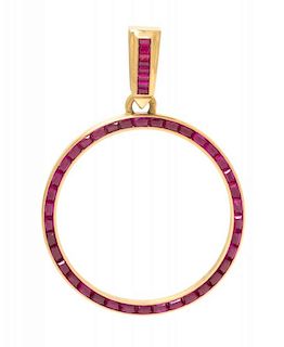 A Rose Gold and Synthetic Ruby Pendant, 3.60 dwts.