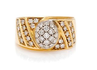 An 18 Karat Bicolor Gold and Diamond Ring, Italian, 6.90 dwts.