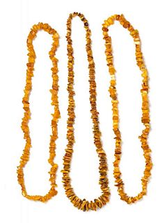 A Collection of Amber Bead Necklaces,