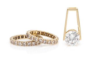 A Collection of 14 Karat Yellow Gold and CZ Jewelry, 4.80 dwts.