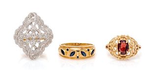 A Collection of Gold, Diamond and Gemstone Rings, 9.50 dwts.