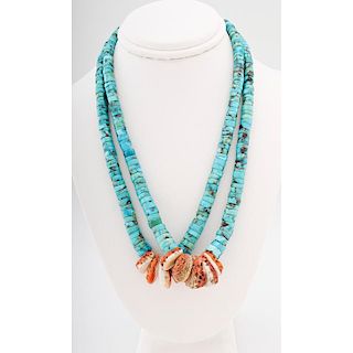 Pueblo Style Turquoise and Coral Jacla