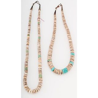 Pueblo Style Heishi Bead and Rolled Turquoise Necklaces