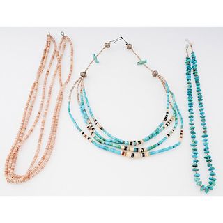 Pueblo Style Heishi and Turquoise Beaded Necklaces