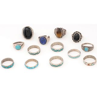 Southwestern Silver Rings, Sizes 10-11; from the Estate of Lorraine Abell (New Jersey, 1929-2015)