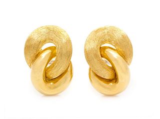 A Pair of 18 Karat Yellow Gold Earclips, Henry Dunay, 12.10 dwts.