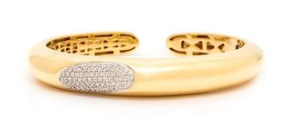 An 18 Karat Yellow Gold and Diamond "Capri Plus" Cuff Bracelet, Roberto Coin, 24.10 dwts.
