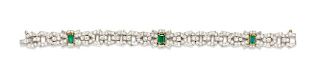 A Platinum, Emerald and Diamond Bracelet, 21.70 dwts.