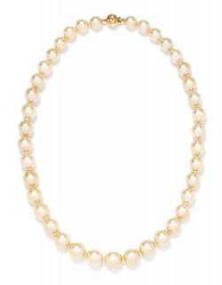 A Single Strand Graduated Golden South Sea Pearl Necklace, Mikimoto,