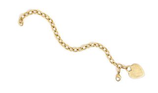 An 18 Karat Yellow Gold "Heart Tag" Charm Bracelet, Tiffany & Co., 17.50 dwts.