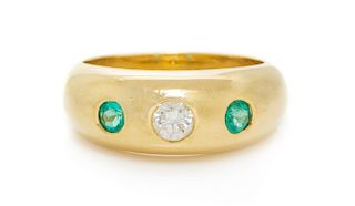 An 18 Karat Yellow Gold, Diamond and Emerald "Daphne" Ring, Cartier, 5.05 dwts.