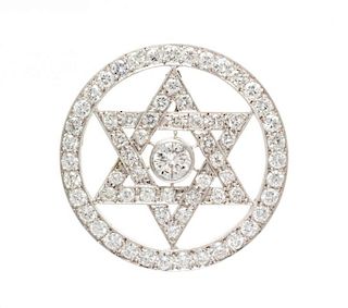 A White Gold and Diamond Star of David Pendant/Brooch, 6.90 dwts.