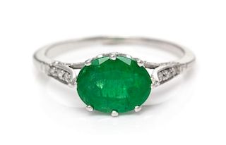 A Platinum, Emerald and Diamond Ring, 2.30 dwts.