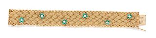 A Yellow Gold, Turquoise and Diamond Bracelet, 27.50 dwts.