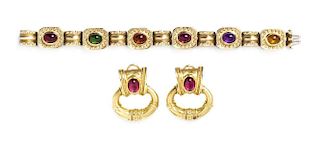 A Collection of Yellow Gold and Multigem Jewelry, Seidengang, 58.50 dwts.