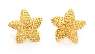 A Pair of 18 Karat Yellow Gold Starfish Earrings, NAUTILUS, 12.60 dwts.
