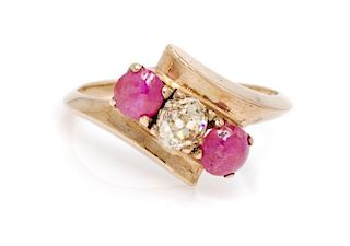 A Vintage Yellow Gold, Diamond and Ruby Ring,