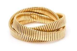 An 18 Karat Yellow Gold Tubas Rolling Bracelet, Jennifer Miller, 61.30 dwts.