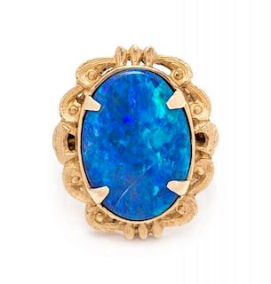 A 10 Karat Yellow Gold and Opal Ring, 4.50 dwts.