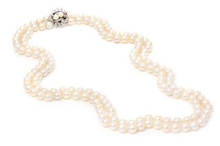 A Collection of 14 Karat White Gold, Diamond and Cultured Pearl Jewelry, 105.50 dwts.