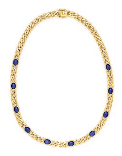 An 18 Karat Yellow Gold and Sapphire Necklace, 37.70 dwts.