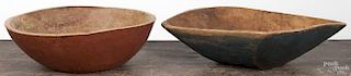 Painted trencher and bowl, 19th c. 4'' h., 15 1/4'' w. and 4 1/4'' h., 14'' dia.