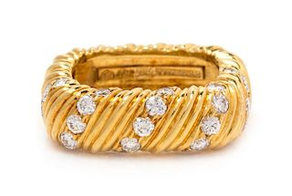 An 18 Karat Yellow Gold and Diamond Ring, 5.80 dwts.