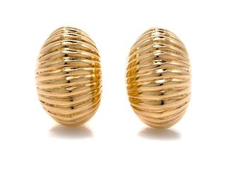 A Pair of Yellow Gold Earclips, 16.30 dwts.
