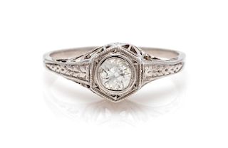 An Art Deco, Platinum and Diamond Ring, 2.00 dwts.