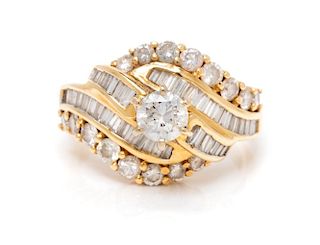 An 18 Karat Yellow Gold and Diamond Ring, 4.60 dwts.