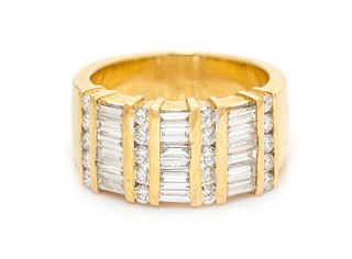 An 18 Karat Yellow Gold and Diamond Ring, 6.10 dwts.