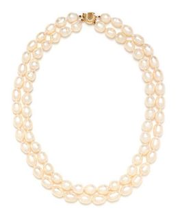 A Double Strand Cultured Pearl Necklace,