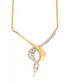 An 18 Karat Bicolor Gold and Diamond Swirl Pendant Necklace, Henry Dunay, 4.60 dwts.