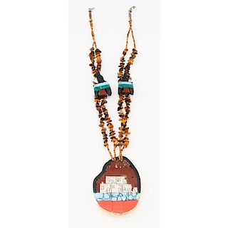 Kewa Shell and Turquoise Necklace, Exhibited at Thunderbird Jewelry of Santo Domingo Pueblo (2011-2012), Wheelwright Museum