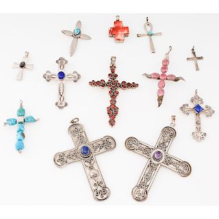 Silver Onk and Cross Pendants; from the Estate of Lorraine Abell (New Jersey, 1929-2015)