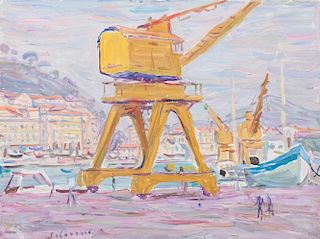 Emile Sabouraud, (French, 1900-1996), Harbor Scene