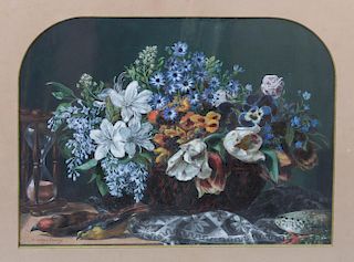 Kathryn Cherry, (Missouri, 1860-1931), Still Life Vase of Flowers with Birds