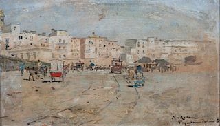Artist Unknown, (Late 19th century), Desert Town Scene, 1889