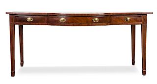 An English Mahogany Server Height 37 x width 84 x depth 32 inches.