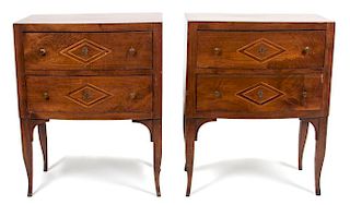 A Pair of English Inlaid Side Tables Height 28 x width 22 x depth 12 inches.