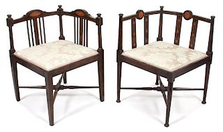 Two Aesthetic Corner Chairs Height 26 inches.